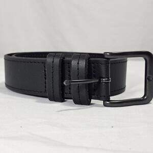 Mens Black Wrangler Leather Belt. Minamlist  Black Buckle 32 Small